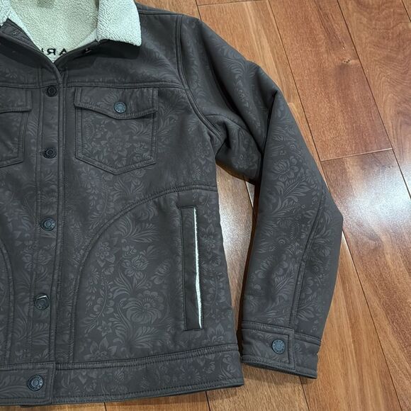 Ariat Trucker Women’s Embossed Softshell Cream Sherpa Lined Jacket Size M - Picture 3 of 12